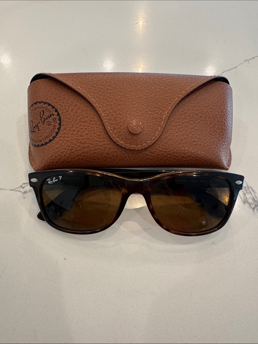 Ray-Ban Tortoise Frame Polarized Brown Lens Sunglasses